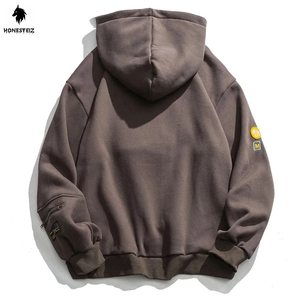 เสื้อฮู้ดดี้พิมพ์ลายตามสั่งสำหรับผู้ชาย ทรงบ็อกซี่ฟิต น้ำหนัก 00-500 GSM ผ้าหนา ทรงไหล่ตก เสื้อสเวตเชิ้ตฤดูหนาว สีพื้น ดีไซน์เรียบง่าย - Product Image 4