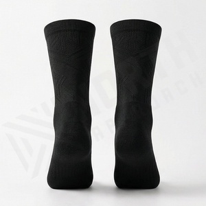 Black Crew Socks Solid Knitted Breathable Regular Style For Daily Casual Wear Adults - Product Image 4