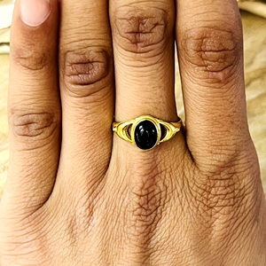 Nouvelle Collection 2026 : Bagues Gothiques Lune en Laiton Plaqué Or 18 carats avec Onyx Noir – Bijoux Célestes pour Femme – Vente en Gros/OEM/ODM - Product Image 6