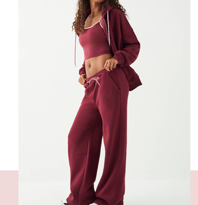 Pantalones Deportivos de Cintura Alta, Largura Media, con Cordón Ajustable, de Felpa Francesa, para Mujer, Holgados, para Correr, Gimnasio, Estilo Baggy - Product Image 5