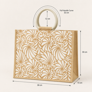 Bolsa de Playa de Yute Natural con Estampado Floral Personalizado, Asa Redonda Laminada en PP, Venta al Por Mayor, Fabricante de Marca Privada OEM, Exportador B2B - Product Image 2
