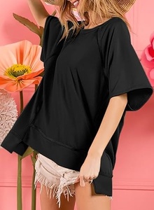 T-shirt en coton uni de haute qualité pour femmes - Product Image 2