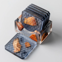 Par NEHA ENTERPRISES, ensemble de 4 sous-verres en bois écologiques de style campagnard avec support et emballage en boîte, design rond de 10 mm d'épaisseur