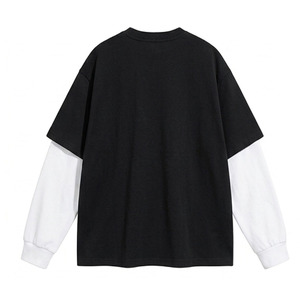 T-shirt Homme Personnalisé Deux Pièces 100% Coton Manches Longues Col Rond Sérigraphié Respirant 2-en-1 Superposé Décontracté Vente en Gros - Product Image 6