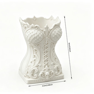 Soporte para Brochas de Maquillaje con Forma de Vestido Vintage Impreso en 3D, Organizador de Cosméticos, Portalápices Decorativo, Almacenamiento de Escritorio para Tocador - Product Image 6