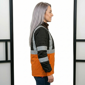 Women High Visibility Reflective Work Jacket Orange Black 100% Polyester <b>Safety</b> Uniform Winter Wear Jackets Women's - Product Image 3
