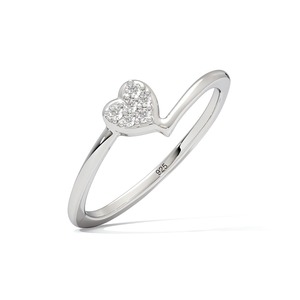 Anillo Minimalista de Diamante Natural en Forma de Corazón en Plata de Ley 925, Elegante Anillo de Amor para Mujer - Product Image 1