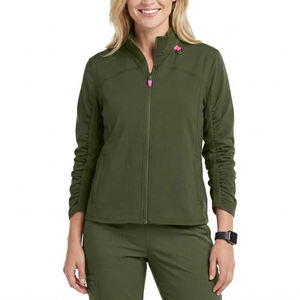 Blouson médical personnalisé en gros avec logo sur mesure, fermeture éclair intégrale, uniforme médical très élastique, haut de maintien au chaud pour infirmières - Product Image 1