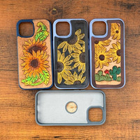 Nouveau étui de téléphone en cuir usiné élégant fait à la main personnalisé Vintage luxe haute qualité étui floral usiné pour IPhone 13/14/15