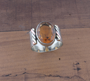 Anillo de banda de plata de ley 925 con citrino natural, gema clásica de color amarillo miel, banda de eternidad S925, joyería de piedra de nacimiento de noviembre - Product Image 1
