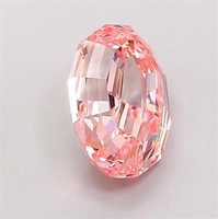 Diamante CVD suelto de corte ovalado escalonado de 1 a 5 quilates, rosa intenso de fantasía, cultivado en laboratorio, con pulido artesanal certificado por IGI para la fabricación de joyas.