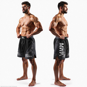 Shorts de combat MMA personnalisés par sublimation, design Kimono de Jiu-Jitsu No-Gi, vêtements de grappling avec caractéristiques extensibles, respirantes et à séchage rapide - Product Image 4