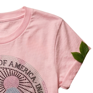 T-shirt graphique pour femme avec strass, manches courtes, col rond, vêtement décontracté et tendance pour tous les jours - Product Image 3