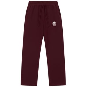 Pantalon de jogging en maille bordeaux décontracté, taille élastique, vêtement de détente, pantalon en maille douce, coupe décontractée pour hommes et femmes - Product Image 1