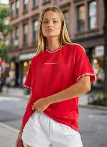 Women Red Fleece Full Sleeve Hooded <b>Top</b> <b>and</b> <b>White</b> Shorts Winter Sporty Breathable Three Piece Set - Product Image 5