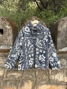 Premium Cotton <b>Kantha</b> Suzani Quilted <b>Jacket</b> – Ethnic Floral Embroidery, Lightweight Layering Coat, Handmade Sustainable Fashion - Product Image 2