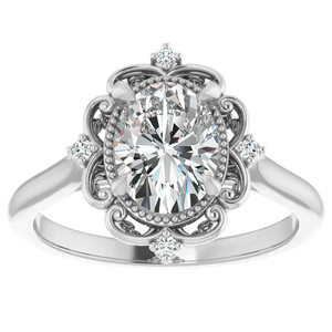 Stylish 10k/12k/18k Solid Gold Oval Lab Grown <b>Diamond</b> Cathedral Engagement & Anniversary <b>Ring</b> IGI Certified Women - Product Image 1