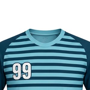 เสื้อแฮนด์บอลชายสีเขียวอมฟ้า ลายทาง แบบซับลิเมชั่น แขนสั้น ผลิตจากโพลีเอสเตอร์ เหมาะสำหรับใส่เล่นกีฬา ทีม แข่งขัน ฝึกซ้อม และออกกำลังกาย - Product Image 3
