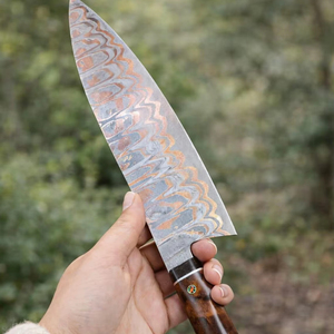 Lame de couteau en acier Damas forgé à la main, 8 pouces, OEM, couteau utilitaire, haute durabilité, lame de survie - Product Image 1