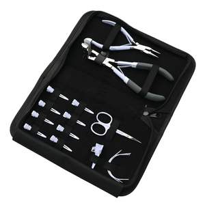 Kit de Herramientas para Extensiones de Cabello Blanco al por Mayor, Incluye Pinza para Cintas Adhesivas, Pinza para Cerrar Cuentas, Mini Tijeras de Corte y 4 Agujas Curvas - Product Image 1