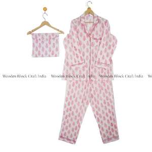 Ensemble de pyjama décontracté en coton biologique à imprimé floral fait main, robe de nuit pour demoiselle d'honneur, séchage rapide pour femme, été, toutes tailles - Product Image 5