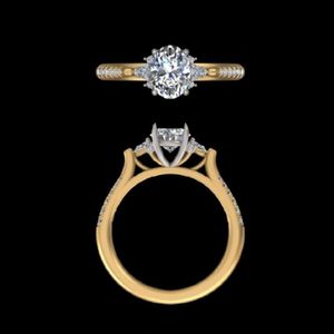 Elegante Anillo de Compromiso con Diamante Ovalado de 1.49 Quilates, Oro Sólido de 14k/18k, Anillo de Boda de Tres Piedras, Joyería Fina de Lujo para Mujer - Product Image 3