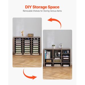 Organizzatore per Documenti in Truciolato a 27 Scomparti con Ripiani Rimovibili, Classificatore Postale per Casa o Ufficio - Product Image 5