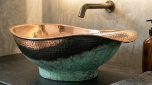 Copper Sink Modern <b>Bathroom</b> <b>Vanity</b> Basin <b>Rustic</b> Farmhouse Washbasin Handcrafted Copper Vessel Sink Luxury Decorative <b>Bathroom</b> - Product Image 2