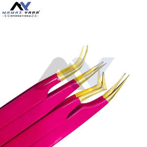 Pinces à épiler roses à pointe dorée pour extensions de cils, outils de beauté de haute qualité pour une application de précision, vente en gros, lot de 4 pièces - Product Image 5