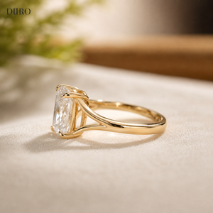 Bague de fiançailles et de solitéaire pour femme en Or rose Vermeil, avec diamant taille coussin et moissanite, à double sangle, pour anniversaire et demande en mariage - Product Image 3
