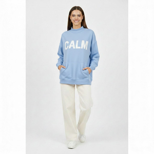 High Quality Solid Lined Front Windproof Eco-Friendly Loose Relaxed Fit Mock Neck Breathable Top for Everyday Casual Outfits - Product Image 1