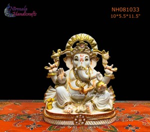 Statue traditionnelle du Seigneur Ganesha en résine faite à la main |   Idole de Ganesh pour la décoration spirituelle de la maison et du bureau, et comme cadeau - Product Image 3