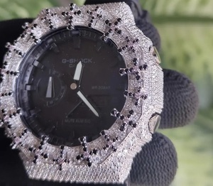 นาฬิกาข้อมือสีดำประดับเพชรแบบ Iced Out สไตล์ฮิปฮอป เครื่องประดับหรูหรา ประดับเพชรดำแบบ VVS - Product Image 2