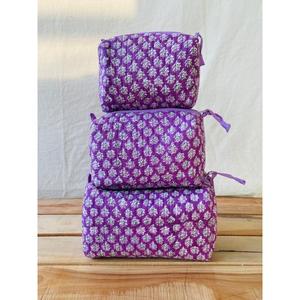 Bolsa de Maquillaje Acolchada, Pequeña, Portátil, Gris, para Mujer, con Borlas, Logotipo, Cierre, Asa Suave, Estilo Rajasthani - Product Image 3