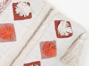 Hand Tufted Texture Boho Ivory and Orange Fringe Cushion Cover Handmade <b>Decorative</b> <b>Pillow</b> Case for Sofa Bedroom Living Room Home - Product Image 2