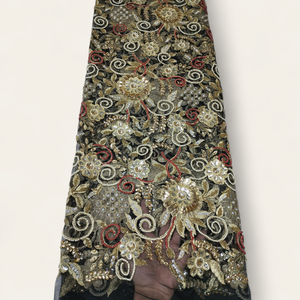 Colección Moderna Heritage 2026: Impresionante Tela de Encaje de 5 Yardas con Bordado y Trabajo Intrincado con Pedrería para Vestidos de Fiesta - Product Image 3