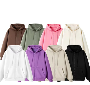 Sudadera con capucha de alta calidad para hombre, talla grande, con cremallera, estilo americano, corte holgado, color sólido, forro polar, gruesa, informal. - Product Image 6