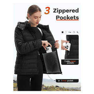 Chaqueta Acolchada Plegable para Mujer, Ligera, Impermeable, Cálida, con Cierre Completo, con Capucha, para Invierno, Casual, para Exteriores, para Clima Frío - Product Image 5