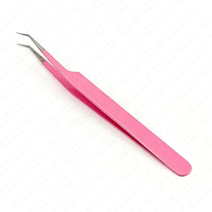 Stainless Steel Eyelash Extension Tweezers Pink Tip Precision Lash <b>Tool</b> Custom Logo Packaging Professional - Product Image 6