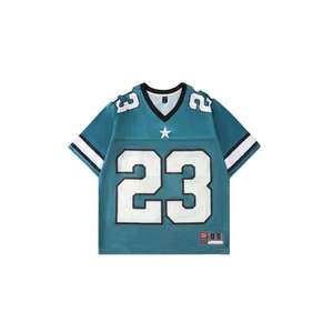 Maillots de football rétro personnalisés de haute qualité à col en V, coupe ample, respirants en mesh, coupe courte, taille américaine, pour hommes. - Product Image 1