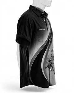 Chemise Hawaïenne Homme ONETEN APPAREL à Manches Courtes Anti-Plis Été Noir Gris Imprimé Palmiers Décontractée Respirante Coupe Classique - Product Image 4
