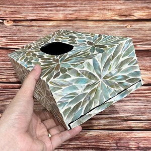 HASAN CRAFT - Cubierta Moderna para Caja de Pañuelos con Diseño Floral de Nácar Pulido, Servilletero Decorativo para Mesa, Baño y Cocina - Product Image 3