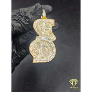Lab Grown Diamond "ED "Letter Pendant Iced Out Hip Hop <b>Necklace</b> Custom <b>Initial</b> Bling Jewelry Gift - Product Image 2