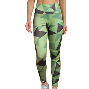 Leggings de Yoga de Cintura Alta con Estampado Geométrico, Spandex y Poliéster, Elásticos en Cuatro Direcciones, Costuras en Contraste, Pantalones para Mujer - Product Image 1