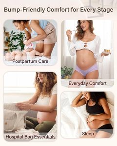 Women <b>Maternity</b> Boyshort <b>Underwear</b> Mid-Rise Cotton Pregnancy Panties Breathable Eco-Friendly Underwire Belly Support OEM ODM - Product Image 5