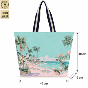 Bolsa de Playa de Lona Natural Color Beige, Impresión Offset, 40x40x15cm, Logotipo Personalizado, Venta al Por Mayor, OEM, Marca Privada, SNCH163AB - Product Image 3