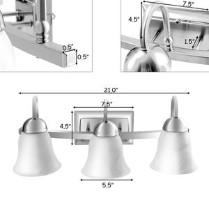 Lampada da Bagno a LED Dimmerabile a 3 Luci con Vetro in Alabastro, Illuminazione per Bagno - Product Image 2