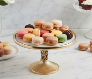 Premium Round Metal <b>Cake</b> <b>Stand</b> with Twisted Stem and Radiating Pattern Base Perfect For Wedding Events Restaurant And Gifts - Product Image 5