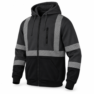 Chaqueta de Trabajo Reflectante para Hombre, Marca Privada, con Cierre Frontal, Capucha, Mangas en Contraste, Bolsillos Utilitarios, Uniforme de Trabajo - Product Image 2