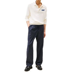 Polo à manches longues de qualité supérieure en cachemire pour homme, respirant, en coton Pima, décontracté, avec logo personnalisé, marque privée - Product Image 5